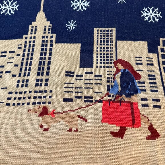 Jones NY Kasper Group holiday city girl walking dachshund dog sweater NWT size M - Picture 10 of 14